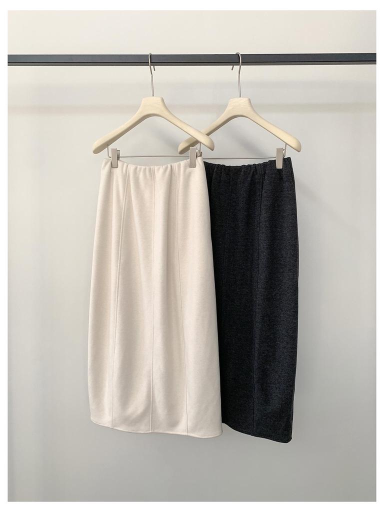 Qiumeng DT Étoile Soft Knit Midi Skirt: Women's High-Waist Slimming Drape (2025 Collection)