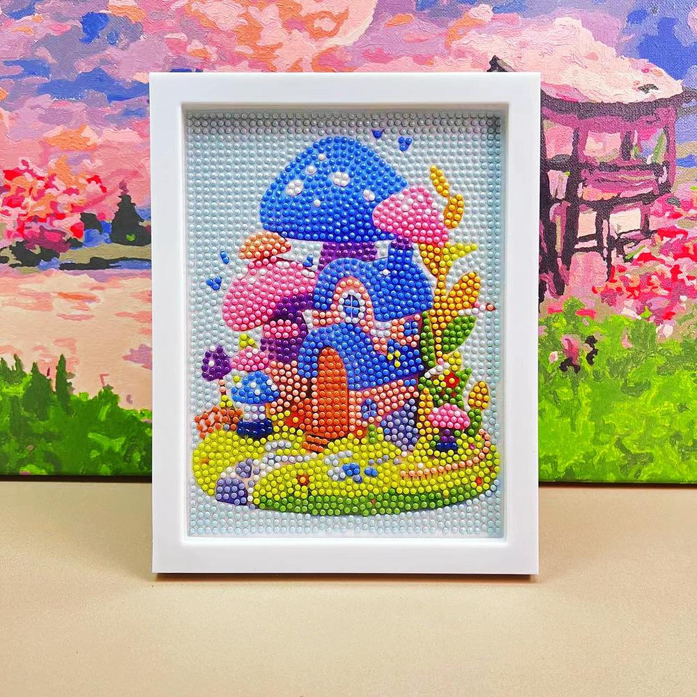 Cartoon Diamond Painting Children's Handmade Diy Diamond Stickers Bedroom Living Room Decorative Painting Masonry Painting with Photo Frame.