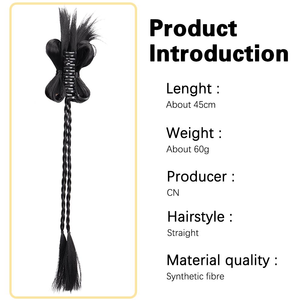 MISS WIG 1pcs Synthetic Long Straight Claw In Braided Ponytail Extension High Temperature Fiber Style Hair Accessories For Women Wear