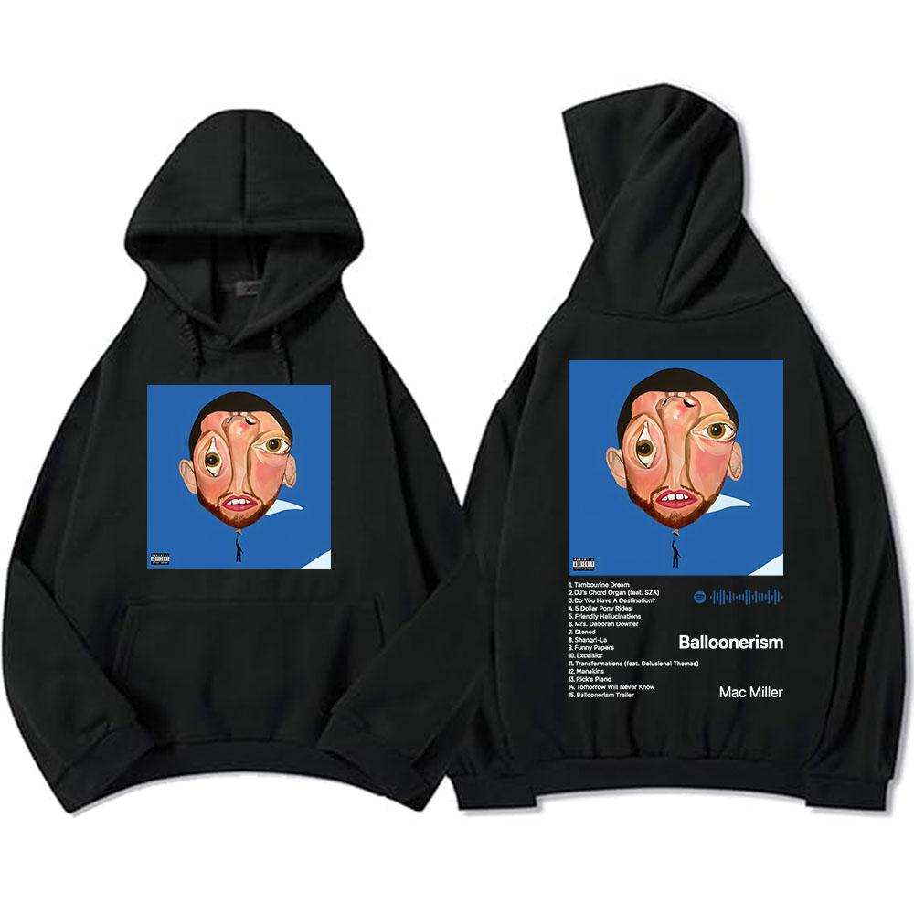 Macc Miller Balloonerism Album 2025 Hoodies Lustiger Cartoon-Grafikdruck Sweatshirt für Herren/Damen Langarm-Kapuzenpullover