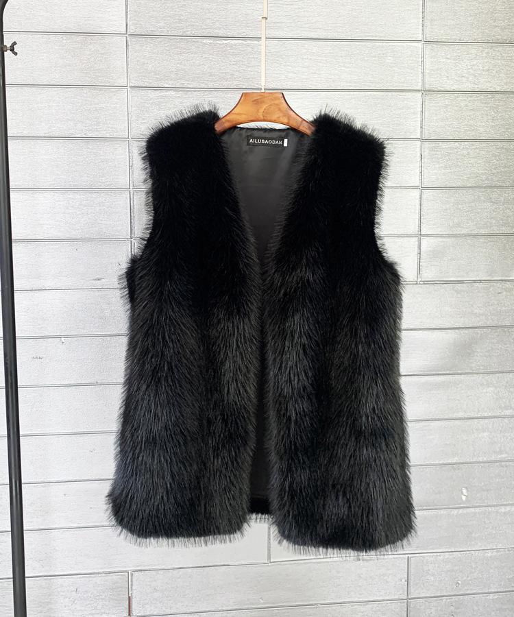Imitation Tuscan fox fur winter midi length imitation fur vest warm women's vest jacket