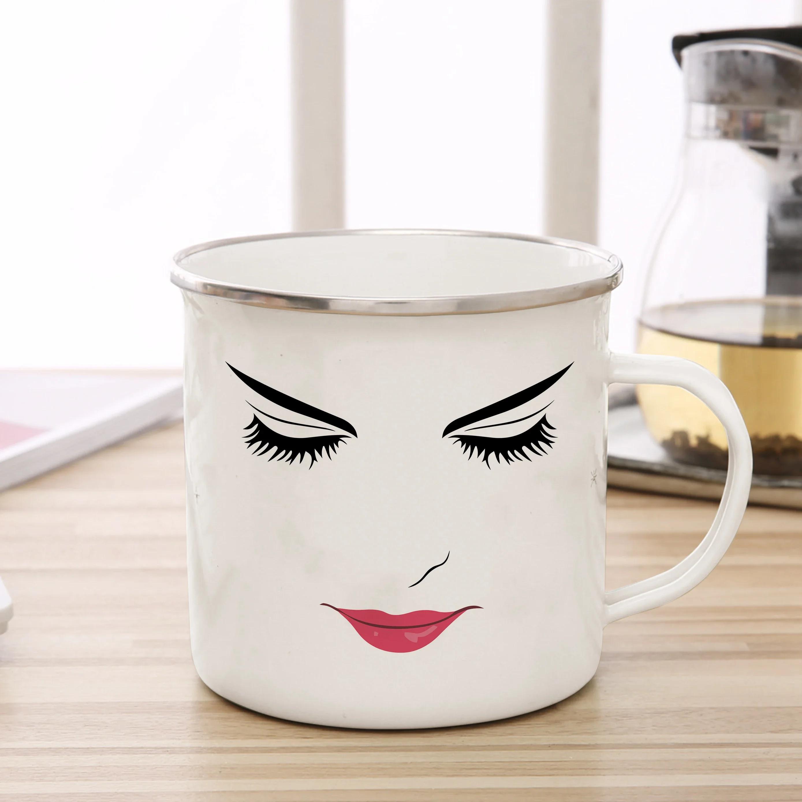 

Woman Face Coffee Mug Creative Game Inspired Woman Face Mug Funny Man Enamel Mugs Cute Gamer Birthday Gift Back to School Mug 360ml