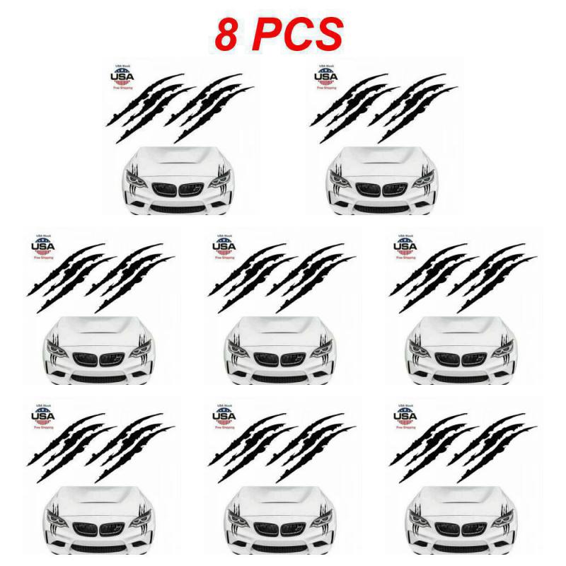 1~8PCS Car Sticker Reflective Monster Claw Scratch Stripe Marks Headlight Decal Auto Exterior Waterproof Vinyl Decal Car