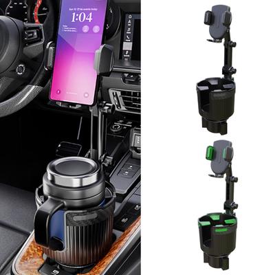 Suporte de telefone para carro 2 em 1 com suporte para copos, ângulo ajustável, universal, instalação simples