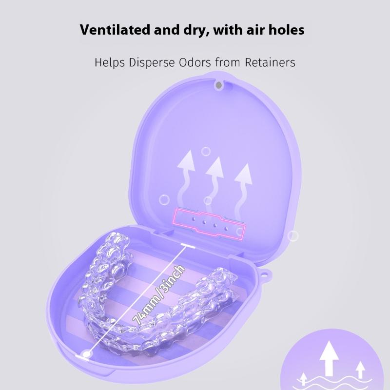 Portable Denture Tray Box Dental Retainer Box Case Plastic Teeth Container Denture Box False Teeth Protective Case With Lanyard