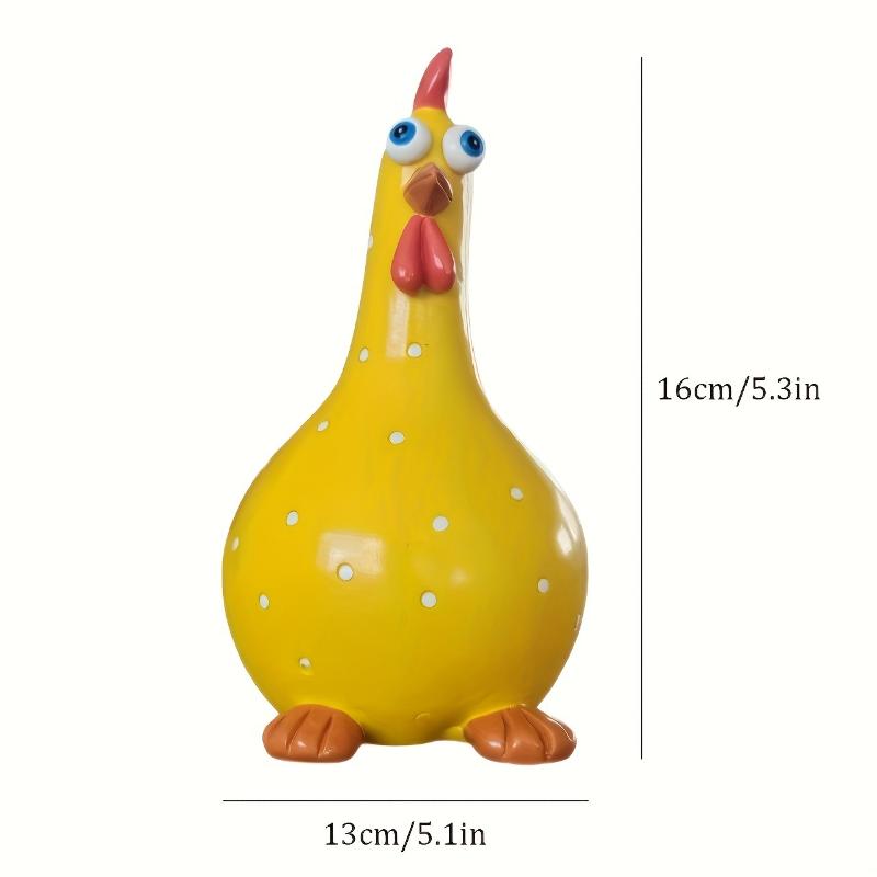 Cute Large-Eyed Polka Dot Rooster Resin Figurine Chicken Statue Indoor Outdoor Garden Decor Creative Ornament Festival Gifts