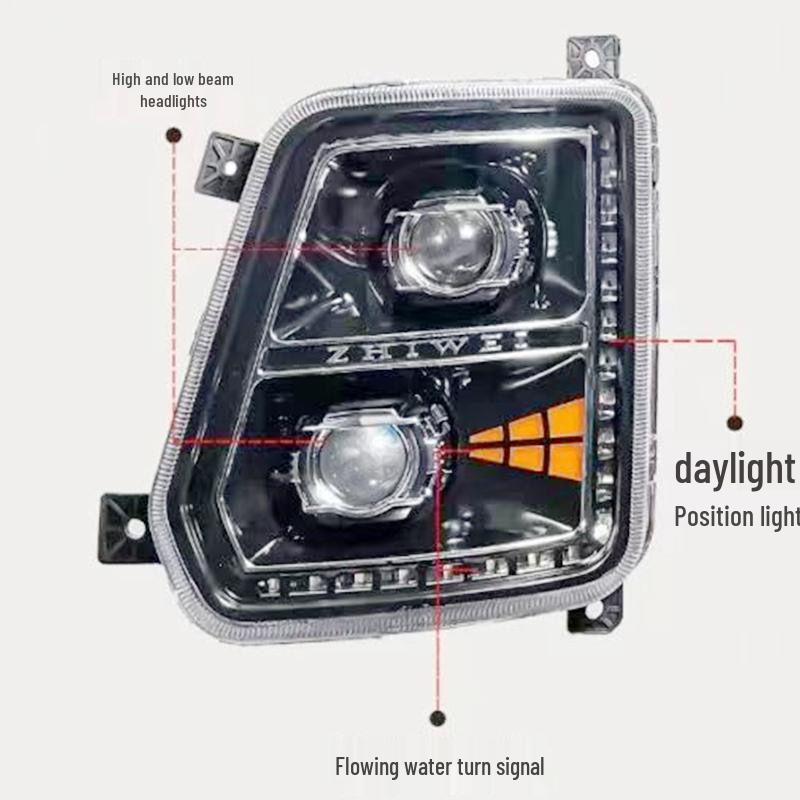 Front Double-Lens LED Headlight Assembly for Haolong T380/T280 and Yulong Shitong Standard