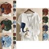 Damen Cartoon Blumen Oberteile Damen Sommer Locker Bluse T-Shirts Übergröße