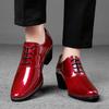 Men White Red High Heels Wingtip Black Leather Derby Wedding Dress Dance Business Formal Elevator Shoes Height Increase Shoes Plus Size