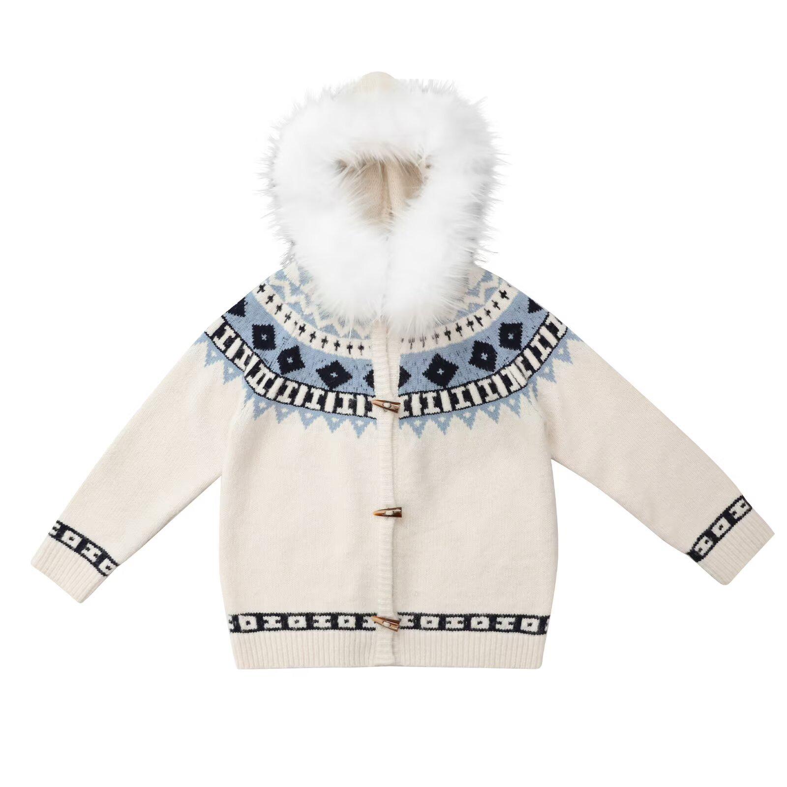 

American Retro Fair Isle Hooded Cardigan - Women s Horn Button Knit Sweater (2025) Large