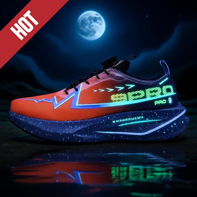 Fluorescence Running Shoes Carbon Board Marathon Men Sports Breathable Lightweight Women'S Comfortable Athletic Nonskid Sneakers