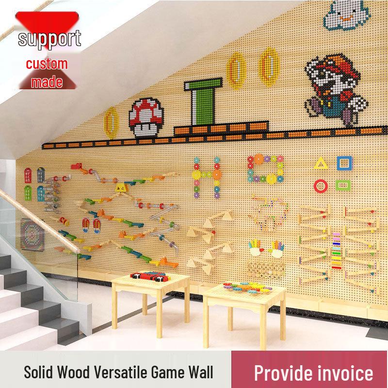 Peg Beads Wall Toy: Interactive Wooden Blocks & Wall Decoration Game for Kindergarten.
