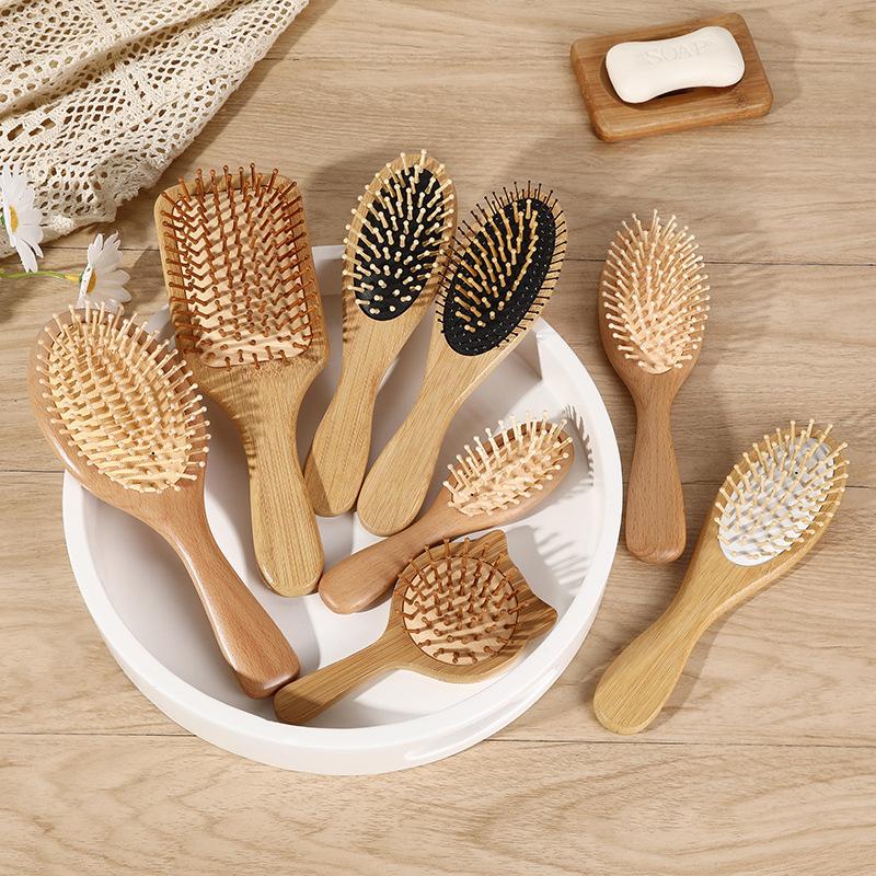 Airbag Wood Comb Massage Hair Brush Comb For All Hair Types Anti-Static Comb & Scalp Massager Ir Cushion Design For Detangling