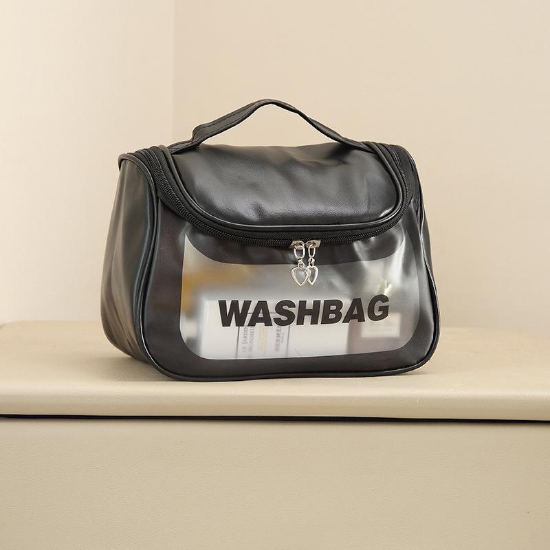 Transparent Three-Piece PVC Cosmetic Bag Set: Large, Frosted, Portable Storage for Women