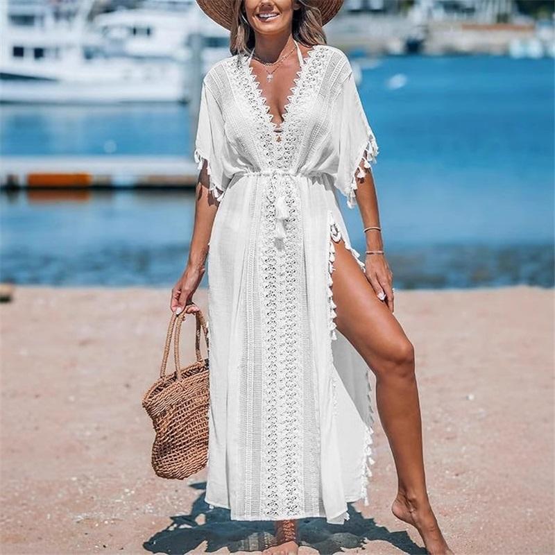

Летний Новый Стиль Женская Длинная Юбка Хлопок С Лапшой Кисточки Длинное Платье Блузка Бикини Пляжная Юбка L белый