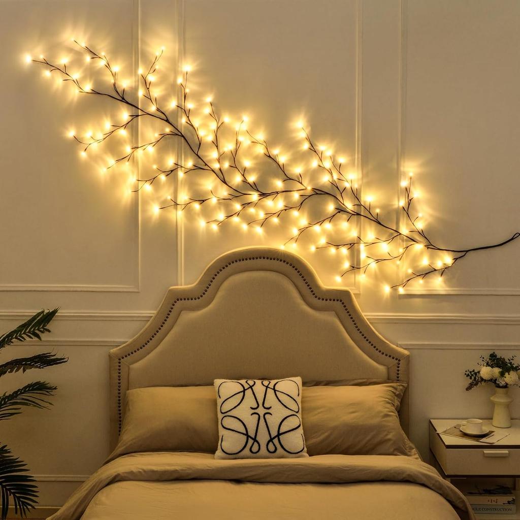 Enchanted Willow Vine Lights 9.5ft 160 LEDs for Home Decor, Christmas Swags Decorations Artificial Lighted Tree for Walls 8 Modes Christamas