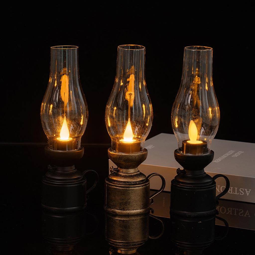 Vintage LED Candle Lamp: Retro Kerosene Design for Home Decor and Cozy Ambiance