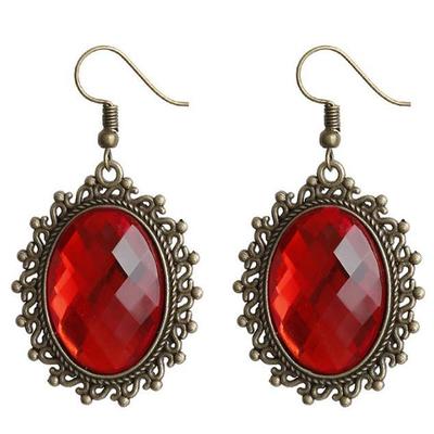 Boucles d'oreilles pendantes rétro européennes-américaines en métal et gemme - Style classique best-seller