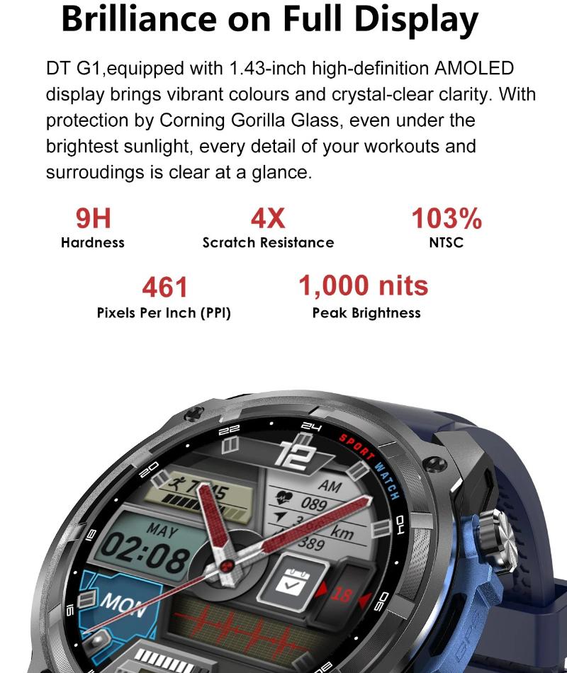 New Built in Real GPS HD Smart Watch Men Outdoor Altimeter 1000mAh Battery 4GB Memory 10ATM Waterproof Bluetooth Call Sport Fitness Fashion Smartwatch
