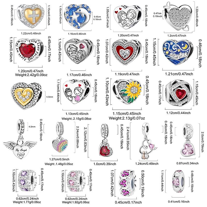 Copper Love Heart Shaped Cute Charms Beads Fit Diy Bracelet Bangle Making Gift Of High Quality Jewelry For Womens