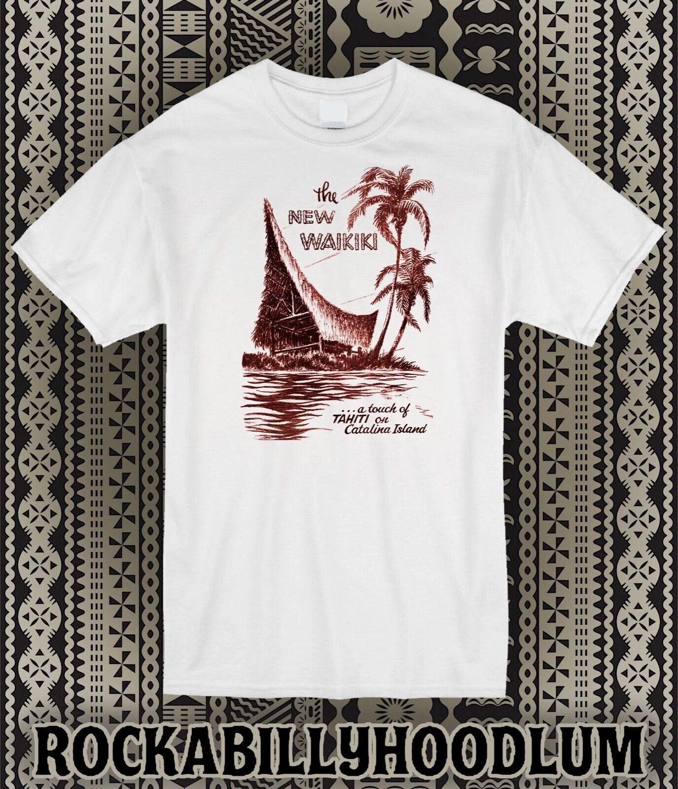 

Retro Tiki Art Tee T Shirt Polynesian Mug Bar The New Waikiki Catalina Island CA XL