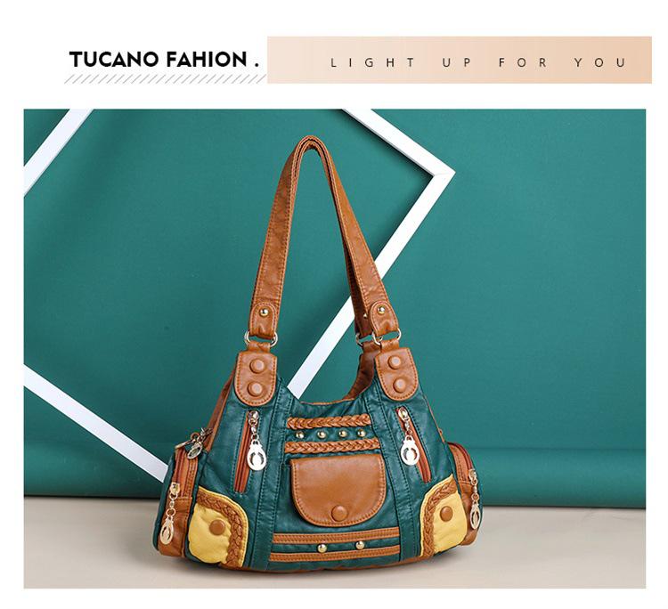 Damen 2025 Retro Handtasche mit großem Fassungsvermögen - Vielseitige einfache PU Schulter-Umhängetasche
