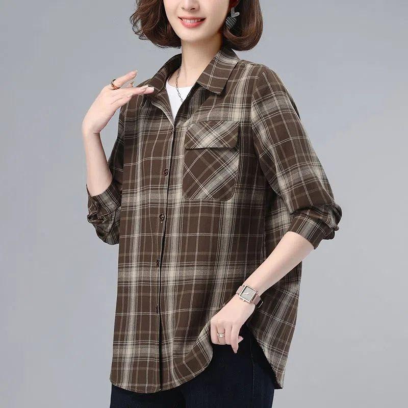 Женская рубашка большого размера, свободный воротник, стиль вестерн ...