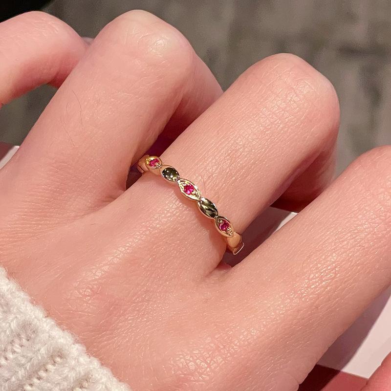 Niche Design Color Treasure Color Zir*****Pen Ring High Sense Simple Fashion Medieval Jewelry Women