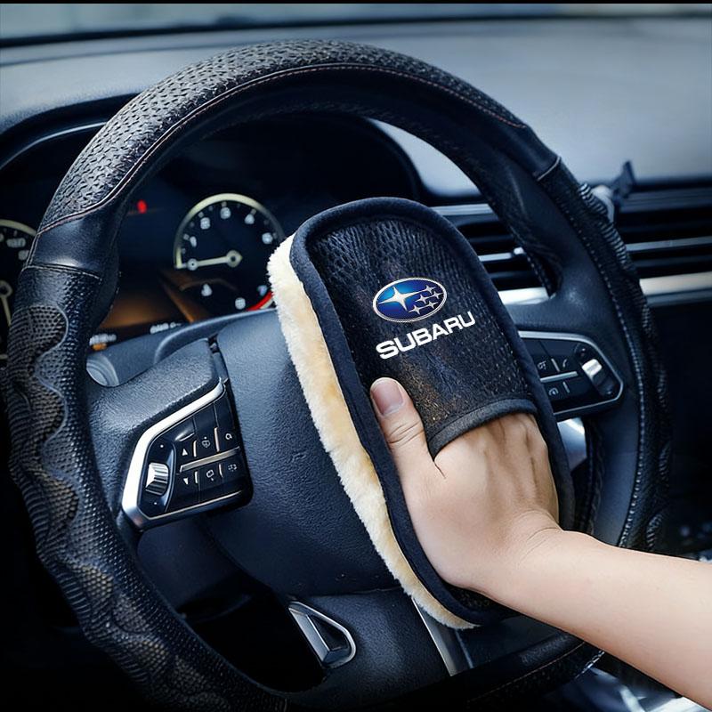 Car Interior Cleaning Gloves Double-sided Plush Detailing Valve Cap For Subaru Impreza Legacy WRX STI BRZ Forester XV Outback fu8