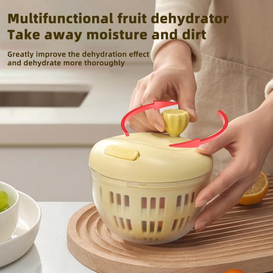

Manual Salad Spinner 3-in-1 Fruit Veggie Washer Dryer And Storage Basket BPA-Free Vegetable Dehydrator with Non-Slip Base жовтий