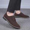 Men's Frosted Leather Lace-Up Casual Round Toe Shoes - Plus Size Available