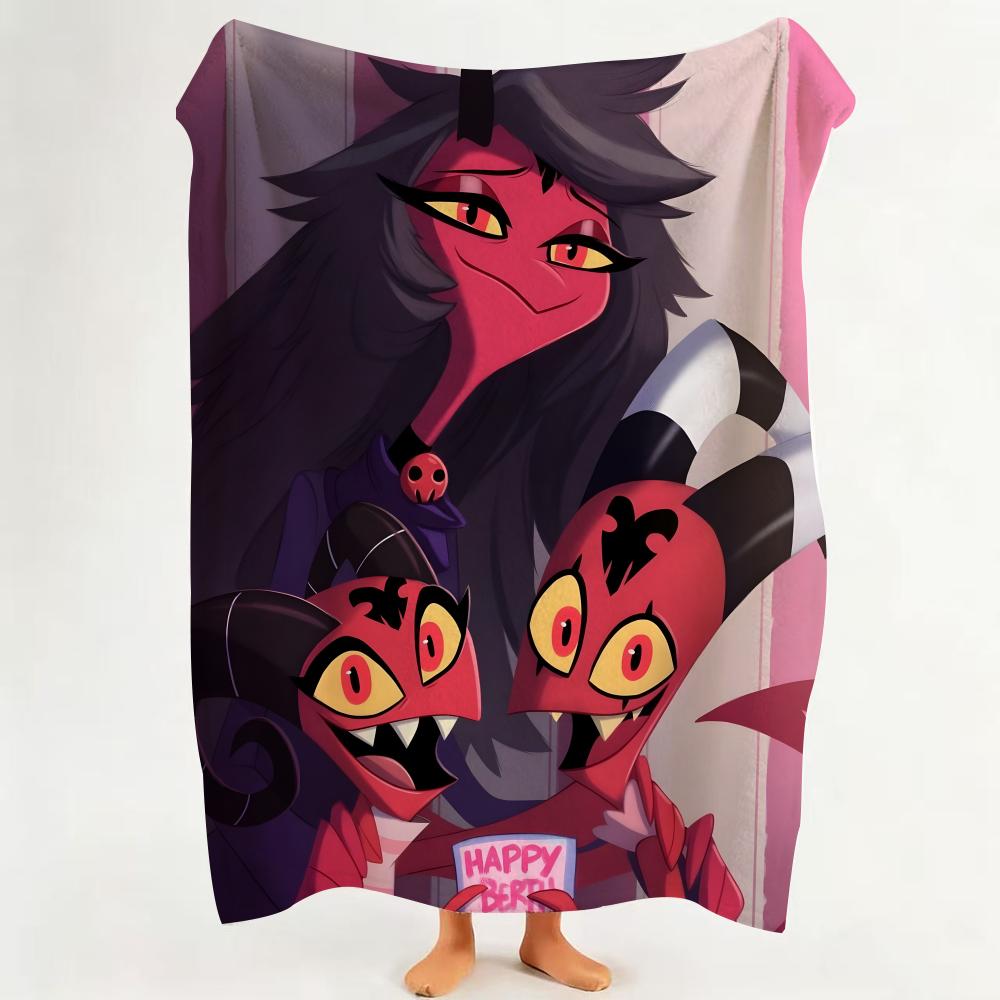 cartoon H Helluva B Boss Throw Flannel Throw Blanket Suitable for Sofa Living Room Bedroom