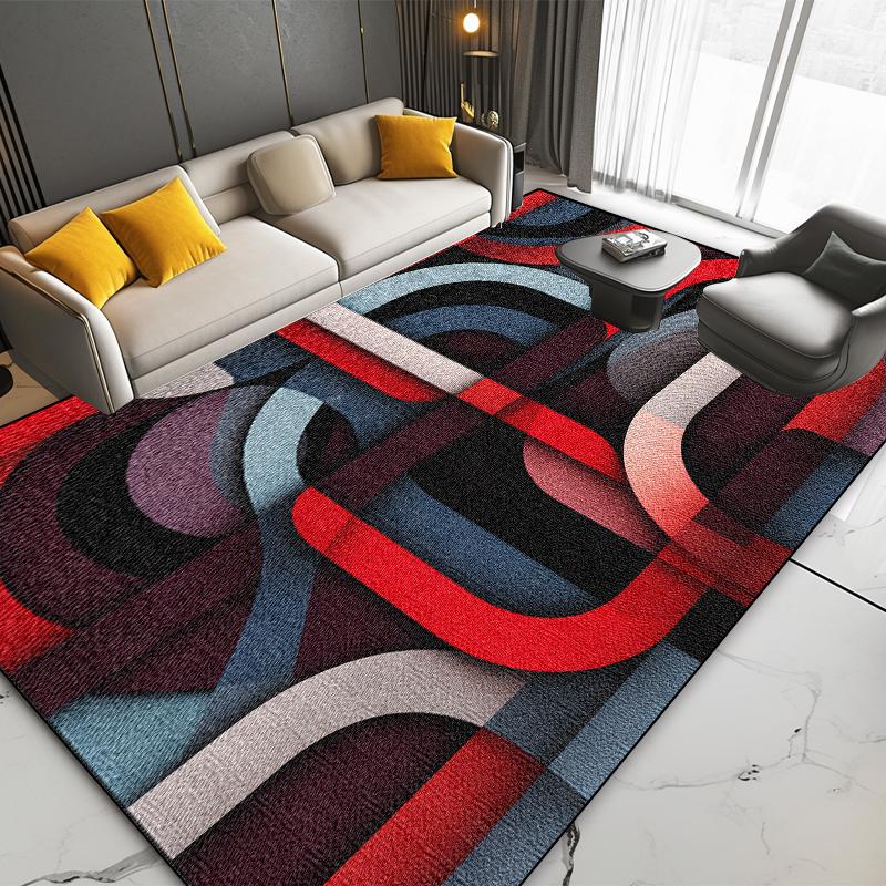 Modern Geometric Carpet Living Room Luxury Home Decoration Sofa Area Non-slip Large Rugs Bedroom Bedside Soft Plush Floor Mats