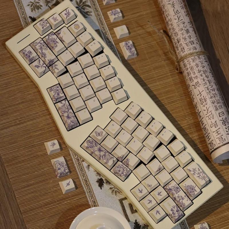 French Embroidery Theme PBT Keycaps DyeSub Keycap Set for Mechanical Keyboard Switches 7u 2.25u 2.75u Spacebar
