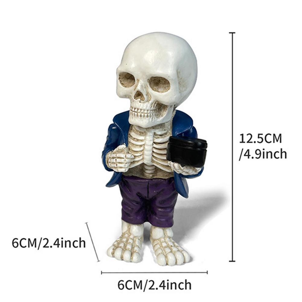 Miniature Skeleton Figurines Hand Carved Skeleton Doll With Sweatshirt Horror Figurines Skull For Household Desk Cupboard