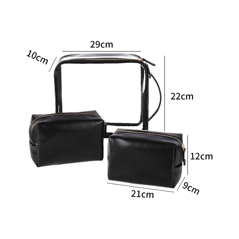 

Striped Transparent Waterproof Makeup Bag 29x22x10cm чёрный