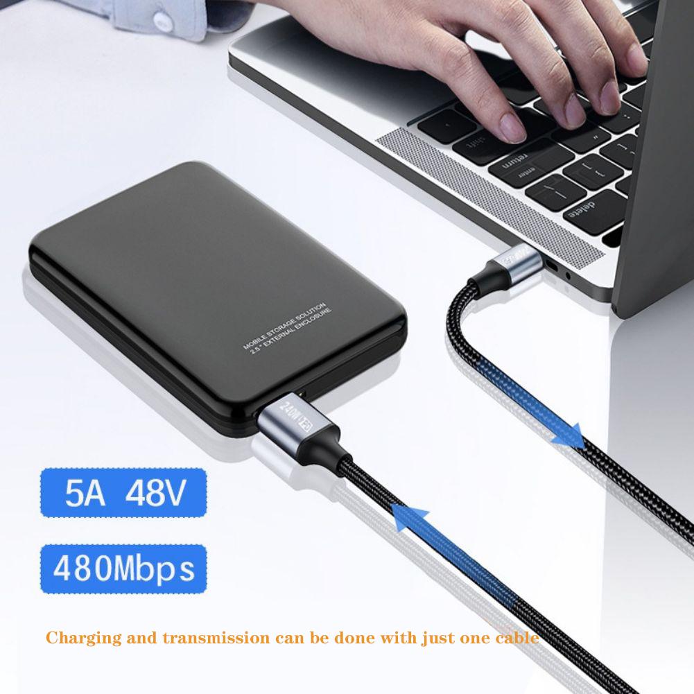 PD240W USB C To USB C Data Cable Type-C Fast Charging Cable Double Straight-head Charger PD Cord For Laptops Tablets Smartphones