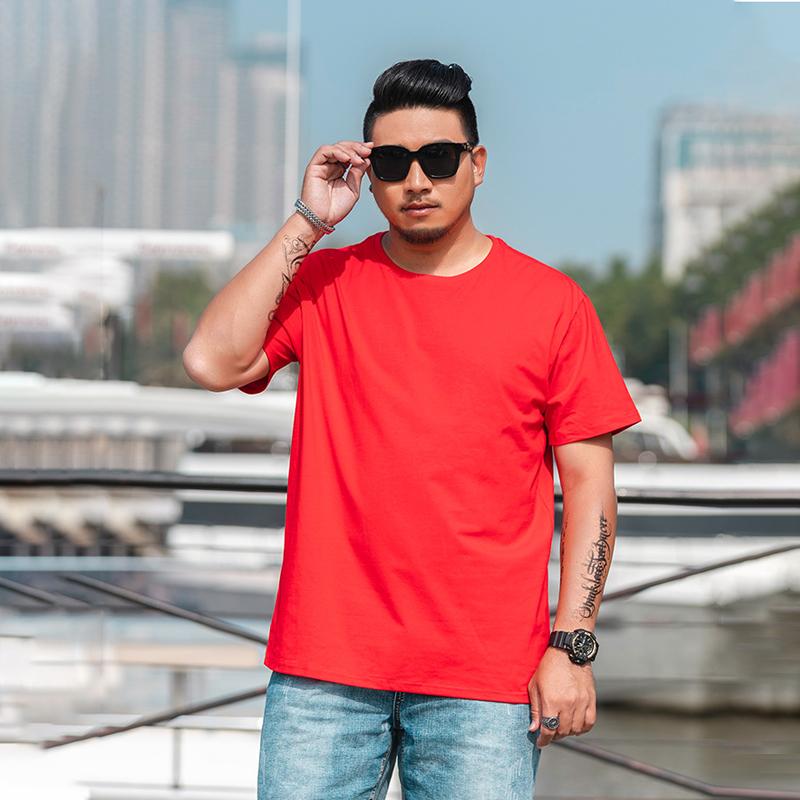 Tricou largi pentru bărbați de mărime mare M-7XL 8XL Tricou cu mâneci scurte pentru bărbați, culoare uni, cu gât rotund