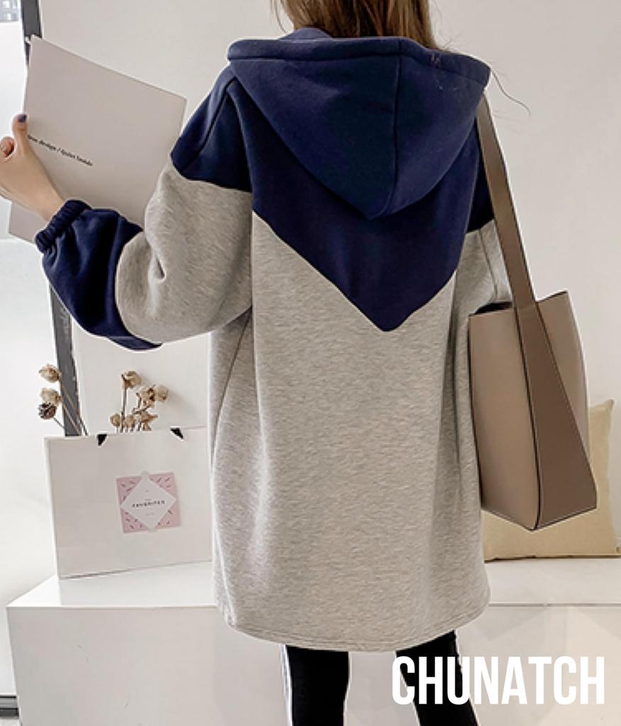uniquely improved long solid perfect for and Lightweight and this green hoodie is perfect for or Size Chunach's zip-up hoodie, two-tone material,
