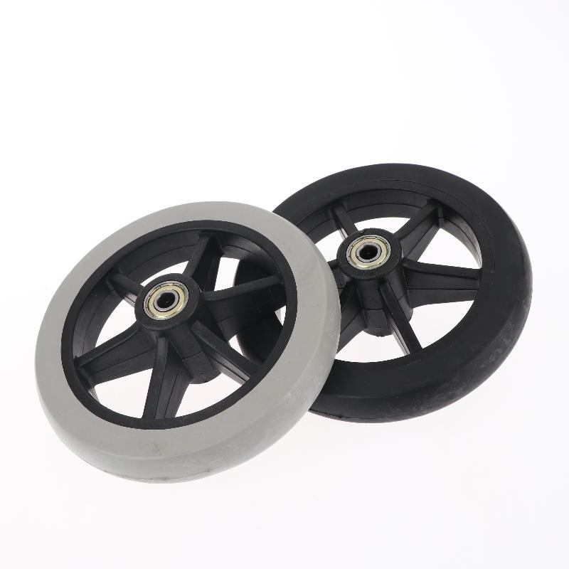 6 Inch Rubber Wheels Smooth Flexible Heavy Duty Wheelchair Front Castor Solid Shopping Cart Wheel Wheelchair Replacement