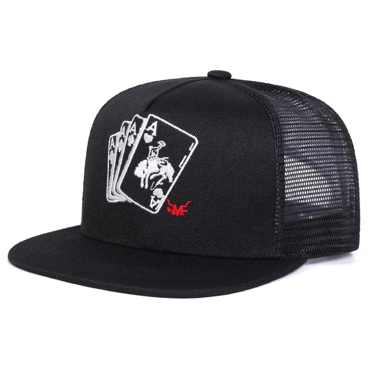 

Unisex Poker A Embroidery Hip-hop Hats Spring Autumn Outdoor Adjustable Casual Baseball Caps Sunscreen Hat Cap чорний