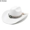 New Men Women Artificial Woolen Western Cowboy Hats 9.5CM Wide Brim Party Dress Hats Gentleman Lady Jazz Cowgirl Cap