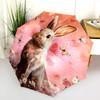 Rabbit and Flower pattern, automatic folding umbrella, portable and foldable design, 8 ribs, a Christmas or birthday gift.