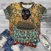 Summer Round Neck 3D African Art Print Top Fashionable Casual Short Sleeved Women's T-shirts