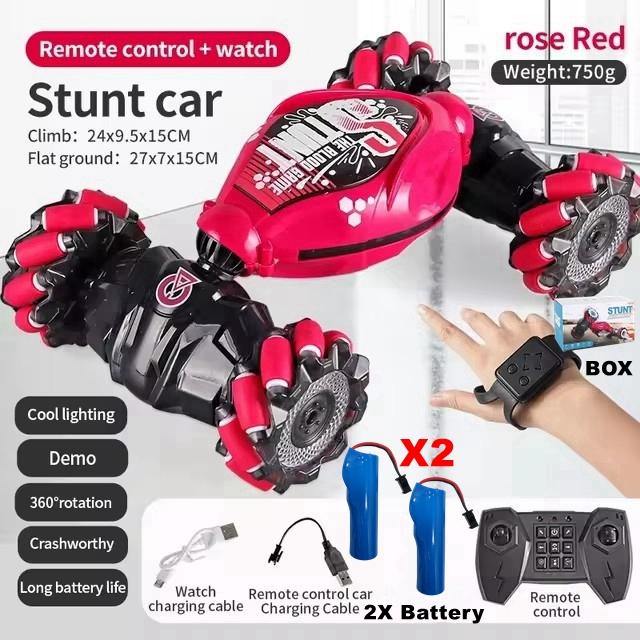 Rc Drift Car With Music Led Lights 2.4g Gesture Radio Remote Control Spray Stunt Car 360° Rotating Climbing Car Toys Gift