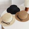 Sun Protection Straw Boater Hat Breathable Mesh Flat Top Beach Hat Handwoven Sun Cap  Resort Wear