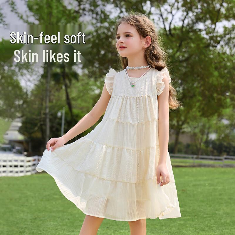 ASK JUNIOR Girls' Summer Puff Sleeve Princess Dress