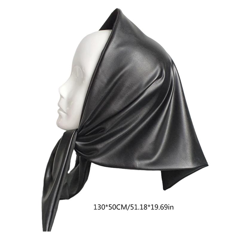 Womens Warm Long Shawl Winter Wraps Large Scarves Faux Leather Scarf Bandana Head Cover Kerchief
