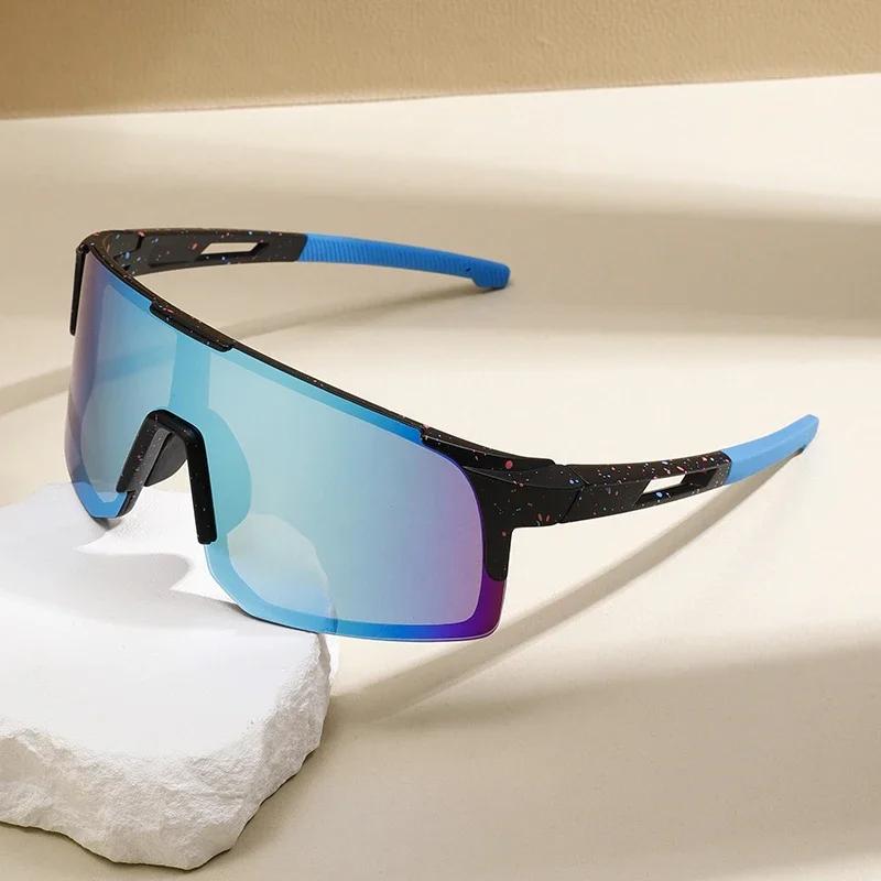 Oversized Sports Goggle Men Wrapped Round Anti-UV Riding Sunglasses Women Mirror Protective Outdoor Cycling Shades