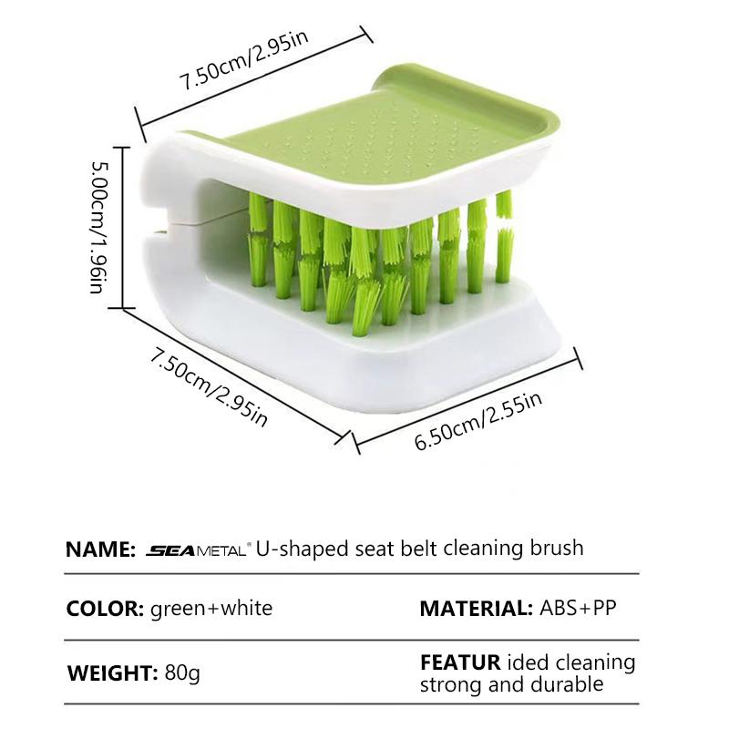 SEAMETAL Double Sided U-Shaped Car Interior Cleaning Brush Car Seat Belt Cleaning Brush Automotive Safe Belt Washing Tool